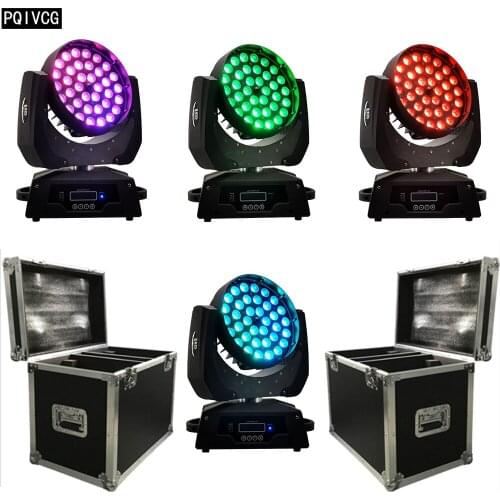 4 pcs 36x12w Zoom moving head light + 2 pcs flight case RGBW 4-in-1 wash moving head light
