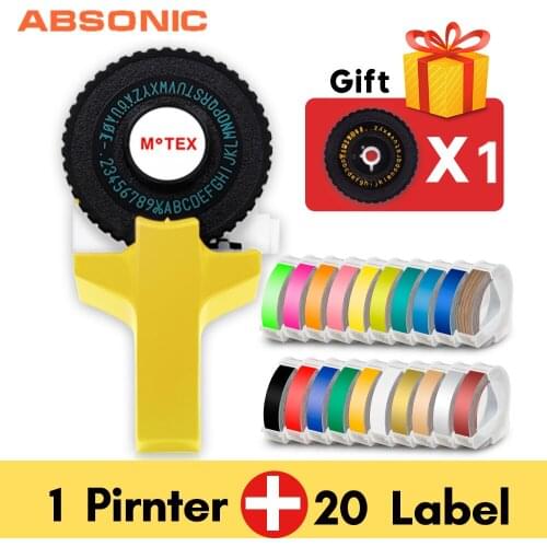 Absonic for Dymo Label Maker Machine Mixed Color 9mm DIY 3D Embossing Dymo Label Tape Manual Printer Motex E101 Typewriter