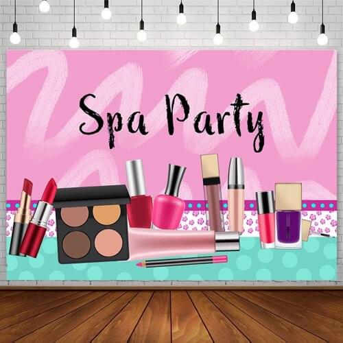 Avezano Spa Party Backdrop Lipstick Nail Polish Blush Cosmetic Pink Girl Photography Background For Photo Studio Photocall Decor