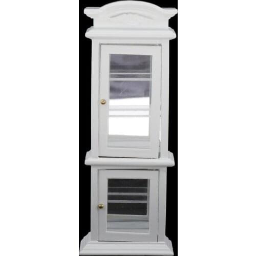 White Wooden Miniature Mini Wine Cabinet Cupboard For 12th Dollhouse Room