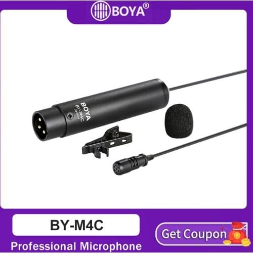 BOYA BY-M4C Phantom Power Clip-On Cardioid XLR Lavalier miniphone for Canon Sony Panasonic Camcorders ZOOM H4n H5 H6 TASCAM Au