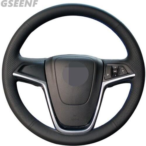 Car Steering Wheel Cover For Opel Astra (J) 2015-2010 Ampera 2012 Zafira Tourer Black Hand-stitched Genuine Leather