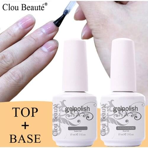 Clou Beaute Base And Top Coat Gel Nail Polish UV 15ml Transparent Soak Off Primer Gel Polish Gel Lacquer Nail Art Manicure BT01