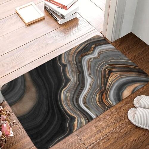 Elegant Black And Gray Marble Doormat Carpet Mat Rug Polyester Non-Slip Floor Decor Bath Bathroom Kitchen Balcony 40*60