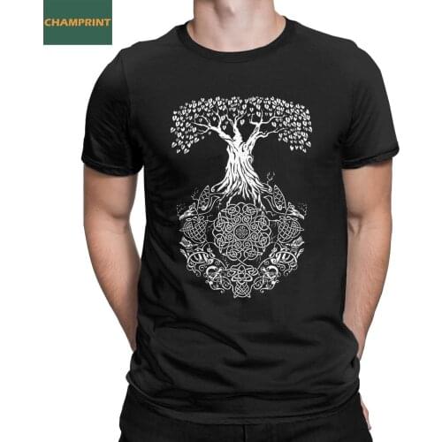 Tree Of Life T Shirt for Men 100% Cotton Cool T-Shirts Crew Neck Viking Tees Short Sleeve Tops Graphic Printed