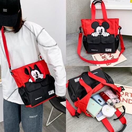 Disney Canvas Mickey Large-capacity Messenger Bag Student Tutoring Bag Tutoring Tote Bag Art Carrying Book Bag Shoulder Bag