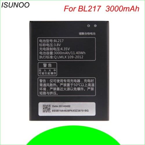 ISUNOO BL-217 BL 217 Battery For Lenovo S930 S939 S938T BL217 3000mAh 3.8V Rechargeable Replacement Batteries