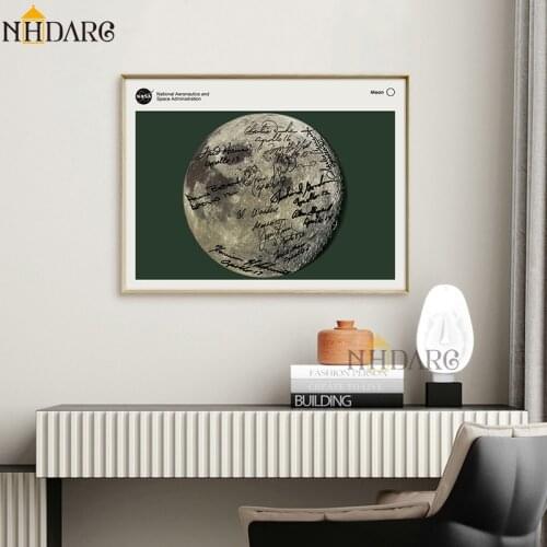 NHDARC Canvas Print Painting Poster Art NASAs Apollo Moon Landing Photo Autographed Version Of The Reprinted Wall Home Decor