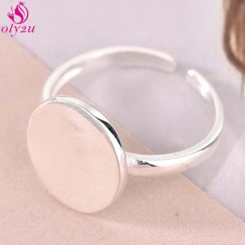 Gothic Round Flat Base Stainless Steel Material Adjustable Couple Ring Retro Female Fashion Jewelry Making 2020 Trend Female