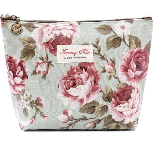 2019 Women Make Up Bags Flower Cotton Zipper Cosmetic Cases Casual Girls Clutch Bag Lady Pouch Storage Item Organizer Waterproof