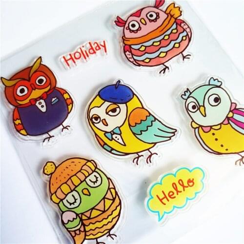 Colorful Owl party Transparent Clear Stamps / Silicone Seals Roller Stamp for DIY scrapbooking photo album/Card Making