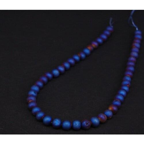 3Strand/Lot,6-14mm Blue Titanium Natural Agates Drusy Geode Round Loose Beads Wholesale,DIY Necklace Bracelet Jewelry Making