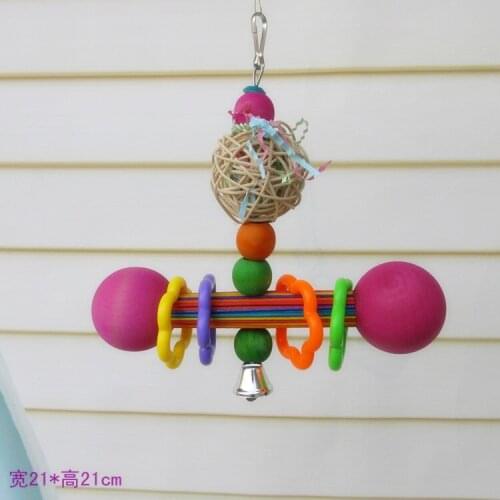 LHXMAS Parrot supplies toy bird Vine Bal bite toy Paper drawing toy Wooden bite toy Swing