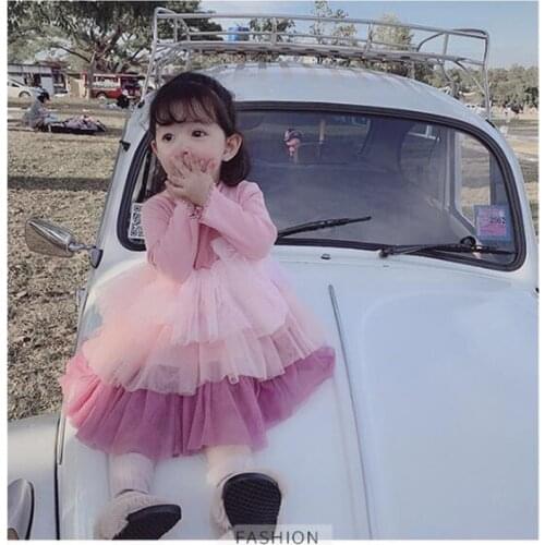 Lovely cozy princess girls dress Autumn cotton long sleeve knitted kids cake dresses for girls tutu party wedding costumes