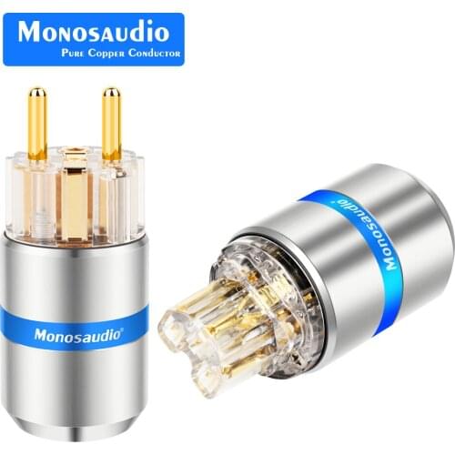 Monosaudio E107G/F107G Pure Copper Hi-end Power Plug Hifi power Cable plug Schuko Power Plug Connector IEC Female Connector Plug