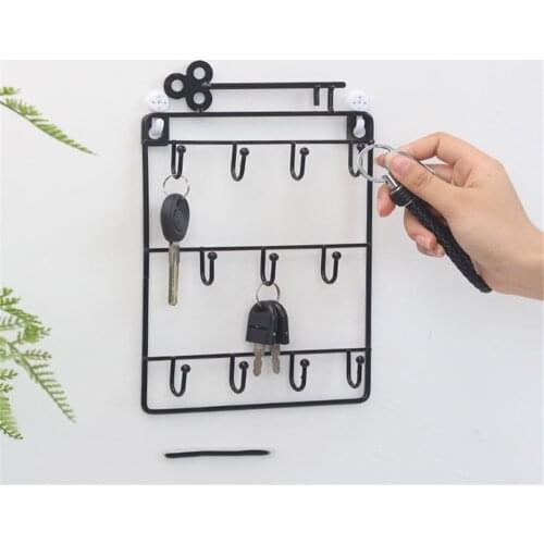 Retro Wall-mounted Keychain Wall Key Shaped Hook Fashion Durable Metal Clothes Hook Hanger For Hanging Clothes Keychains Black