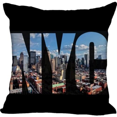 Custom View Pillow Cases New York City Square Pillowcase Christmas Zippered Pillow Cover 40*40cm,45*45cm(One Side)