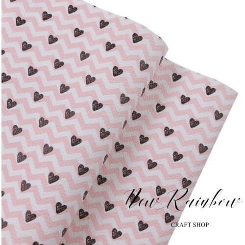 NewRainbow 30x138cm/Roll Pink Chevron with Black Hearts Faux Leatherette Yard for Making Bows, Earrings, Crafts, Accessories