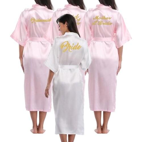 2019 New Silk Satin Lace Robes Bridesmaid Bride Robes Bridesmaid Robes Wedding Long Robe Bathrobe Lingerie Robe