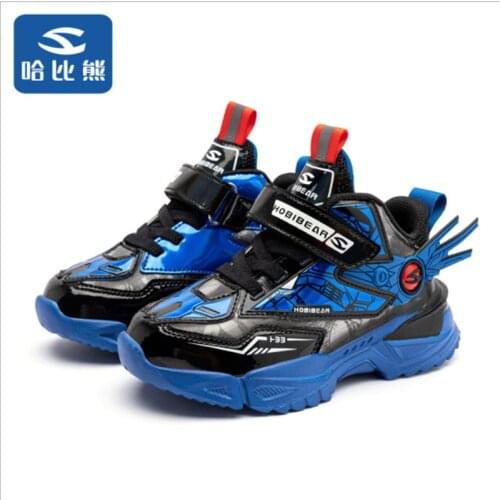 New 2021 Mecha Cartoons Sneakers Boys Fashion All-match Sports Shoes Lightweight Children Leather Waterproof Casual Walking Sho