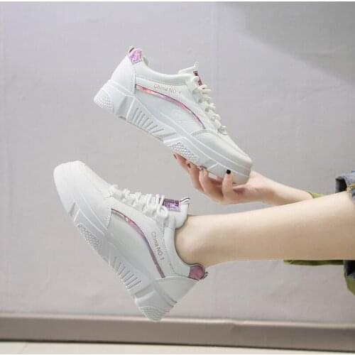 2021 New Womens Shoes Spring White Wild Womens Casual Solid Lace-Up Breathable Sports Shoes Walking Shoe Zapatos De Mujer
