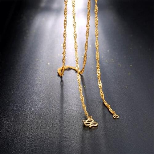 New Arrival 24K Yellow Gold Necklace Chain 999 Gold Water-wave Chain Necklace