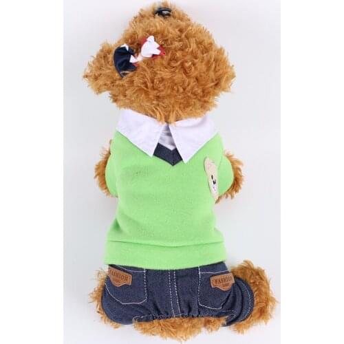 PipiFren Small Dogs Clothes Overalls Jumpsuit Jeans Winter Dog Clothes For Pets Pajamas Costume Cats roupas de cachorro perros