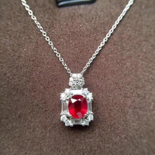 S925 Silver Necklaces Pendants For Women Fine Jewelry Ladies Ruby Gemstone Pendant Gift Necklace For Female