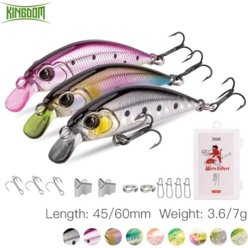 Kingdom Minnow Fishing Lure 45/60mm 3.6/7g Vibrate Sinking Slim Body Crankbait For Trout Bass Pike Fishing Freshwater Jerkbait