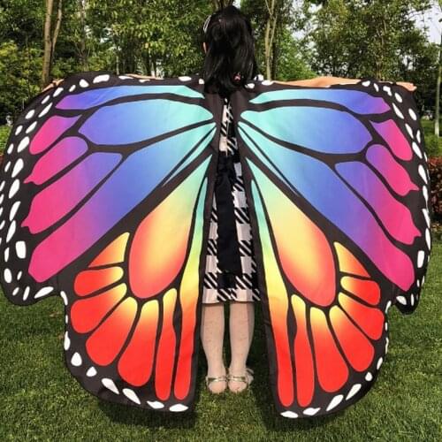 Rainbow Kids Butterfly Wings Costumes Shawl Fairy Girls Jazz Dance Costume Accessories Childrens Belly Dance Clothing XS2532