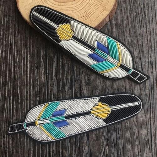 Mixed colors feather shoes bags clothing design hand-embroidered Indian silk French stick