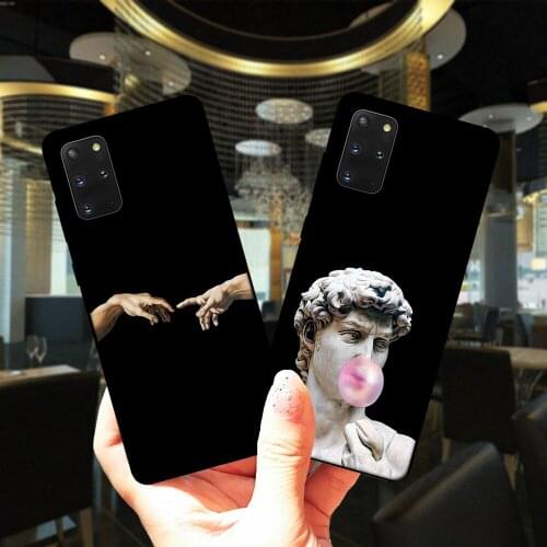 Statue Abstract Art Luxury Soft Black Silicone Case Cover For Samsung Galaxy S20 S10 S9 S8 Plus S7 Edge S20 Ultra S10E S10 Lite