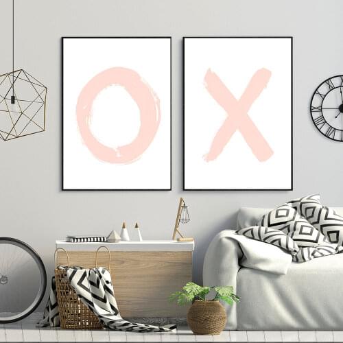 Nordic Poster Canvas Minimalist Pink Style XXOO Quote Modern Painting Art Print Wall Picture For Living Bedroom Home Decor