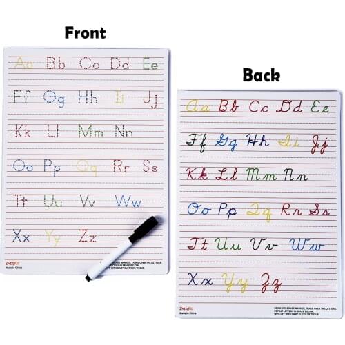 ZazzyKid Handwriting Practice Letter Tracing for Kids: Board for Cursive & Printing Style with Dry Erase Marker for Preschooler