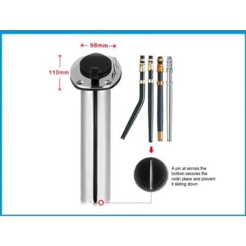 Flush Mount 30 Degree stainless steel 316 oval shape flange fishing rod racks holder with ring for boat fishing