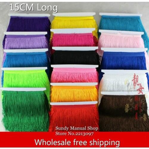 10 Yard/Lot 15CM Long Polyester Lace Tassel Fringe Lace Trim Ribbon Sew Latin Dress Stage Garment Curtain DIY Accessories SM024