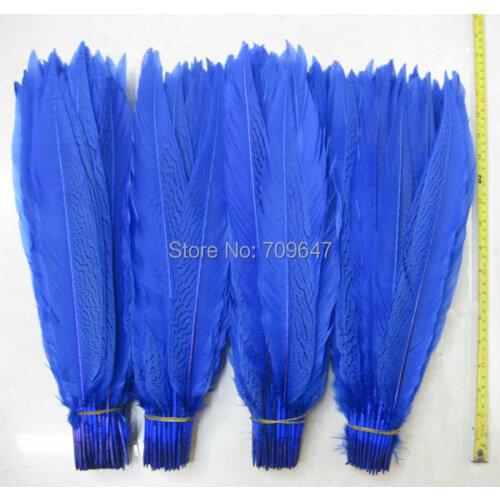100pcs/lot!16-18inches 40-45CM Long Royal Blue/Navy Blue Silver Pheasant Tail Feather for Showgirl Costume AA Quality