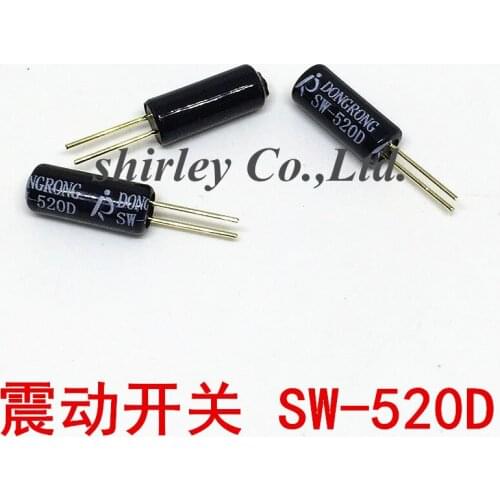 100pcs SW520D Vibration Sensor Metal Ball Tilt Shaking Switch 5.2*11.5 Gold Plated SW-520D Tilt Shaking Position Switches