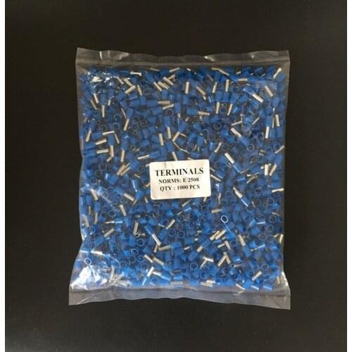 1000PCS E2508 Tube Insulated 2.5 square millimeter Cable Wire Connector Crimp Terminal