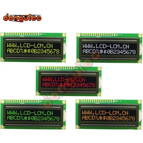 162 1602 16X2 Character LCD Module Display Screen LCM Red Green White Orange Yellow on FSTN Negative Black Background 5V