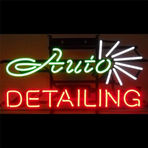17*14" AUTO DETAILING NEON SIGN Signboard REAL GLASS BEER BAR PUB Billiards display Restaurant Shop outdoor Light Signs