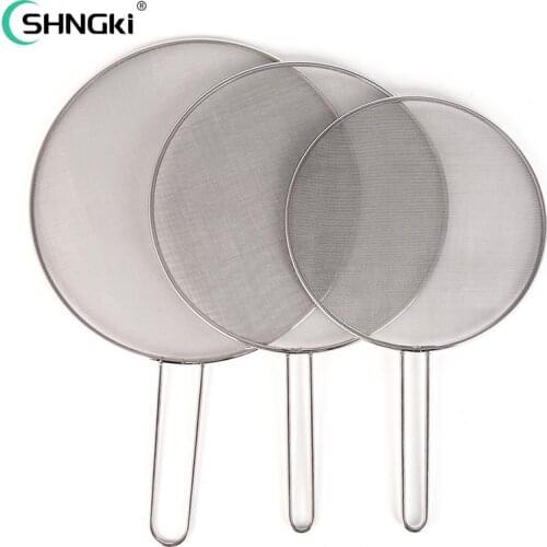 3Sizes Cooking Tools 25/29/33cm Stainless Steel Splatter Screen Handle Anti Grease Splash Scald Proof Frying Pan Cover