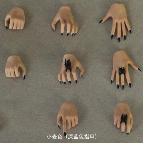 4Pairs/set Womens Eagle Claw Pale Hand Types with Deep Blue Fingernails for 12''Female Pale Bodies