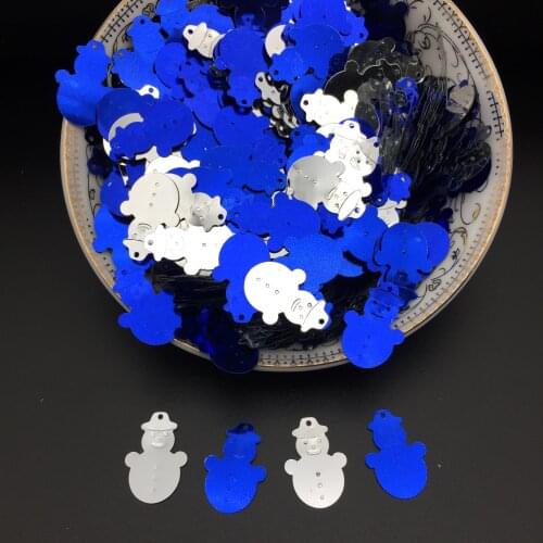 50g/lot 14*20mm Snowman Loose Sequins Christmas Sewing Crafts DIY Garment Accessory Mix Dark Blue And Silver