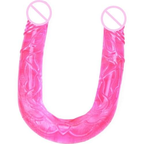 50cm U Long Dildo Big Soft Double Dong Lesbian Penis glans Dick 20inch Silicone Butt Plug Virgina Huge Sex Toy 2Head For Women