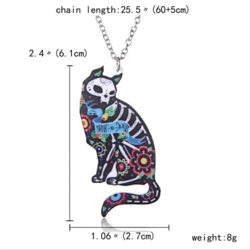 Acrylic coloured drawing Cat necklace-Drop shipping