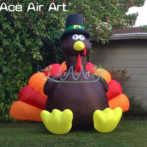 Free shipping come with electric blower inflatable turkey for Thanksgiving decoration