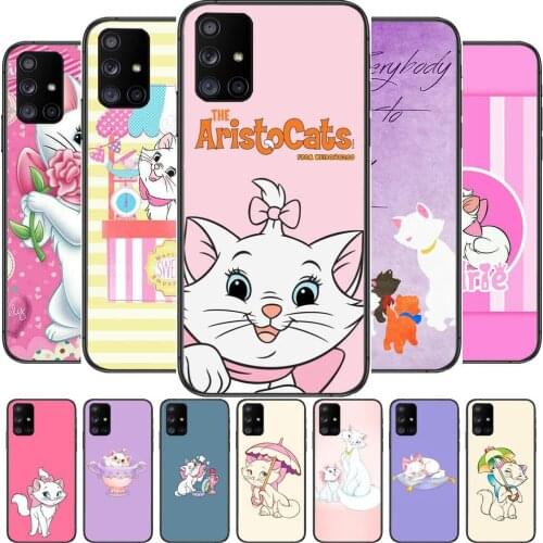 Cute Disney Cat Phone Case Hull For Samsung Galaxy A50 A51 A20 A71 A70 A40 A30 A31 A80 E 5G S Black Shell Art Cell Cove