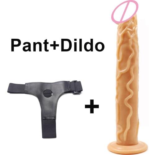 CPWD Lesbian Strap on Dildo Adjustable Harness Strap On Dildo 35cm Black Silicone Penis Adult Sex Toys for Woman Sex Products