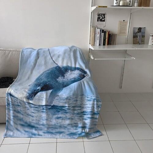 Bedroom Warm Blankets Humpback Whale The Sea Blue Sofa Throw Blankets Childrens Baby Soft Blankets Airplane Portable Blanket